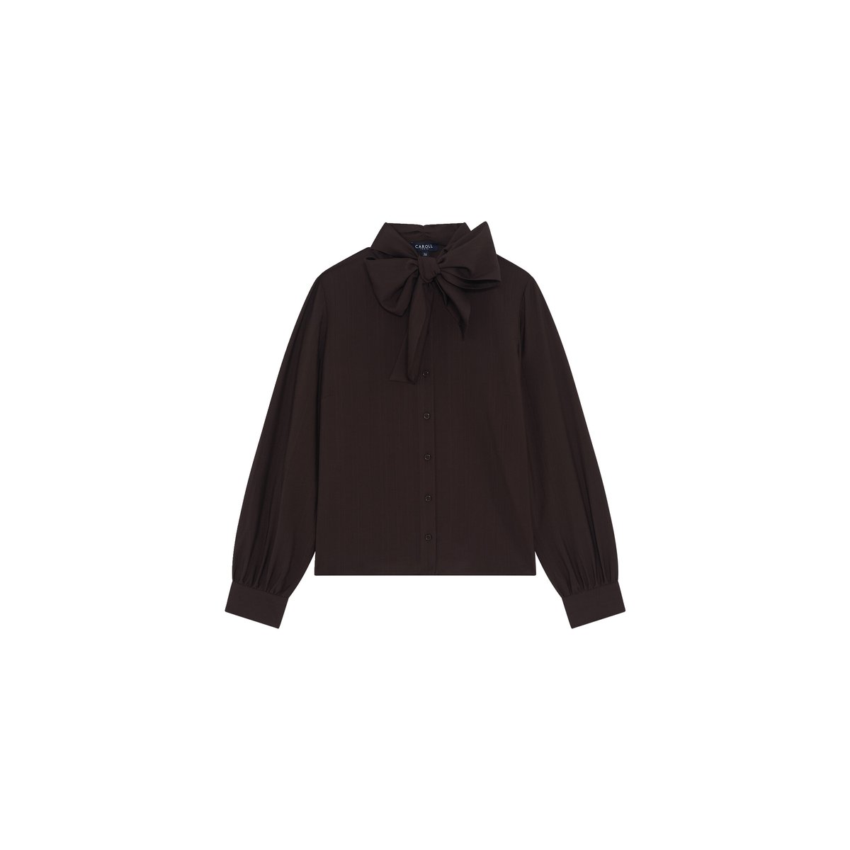 Chemise droite col lavallière CONSTANTINE marron foncé, CAROLL