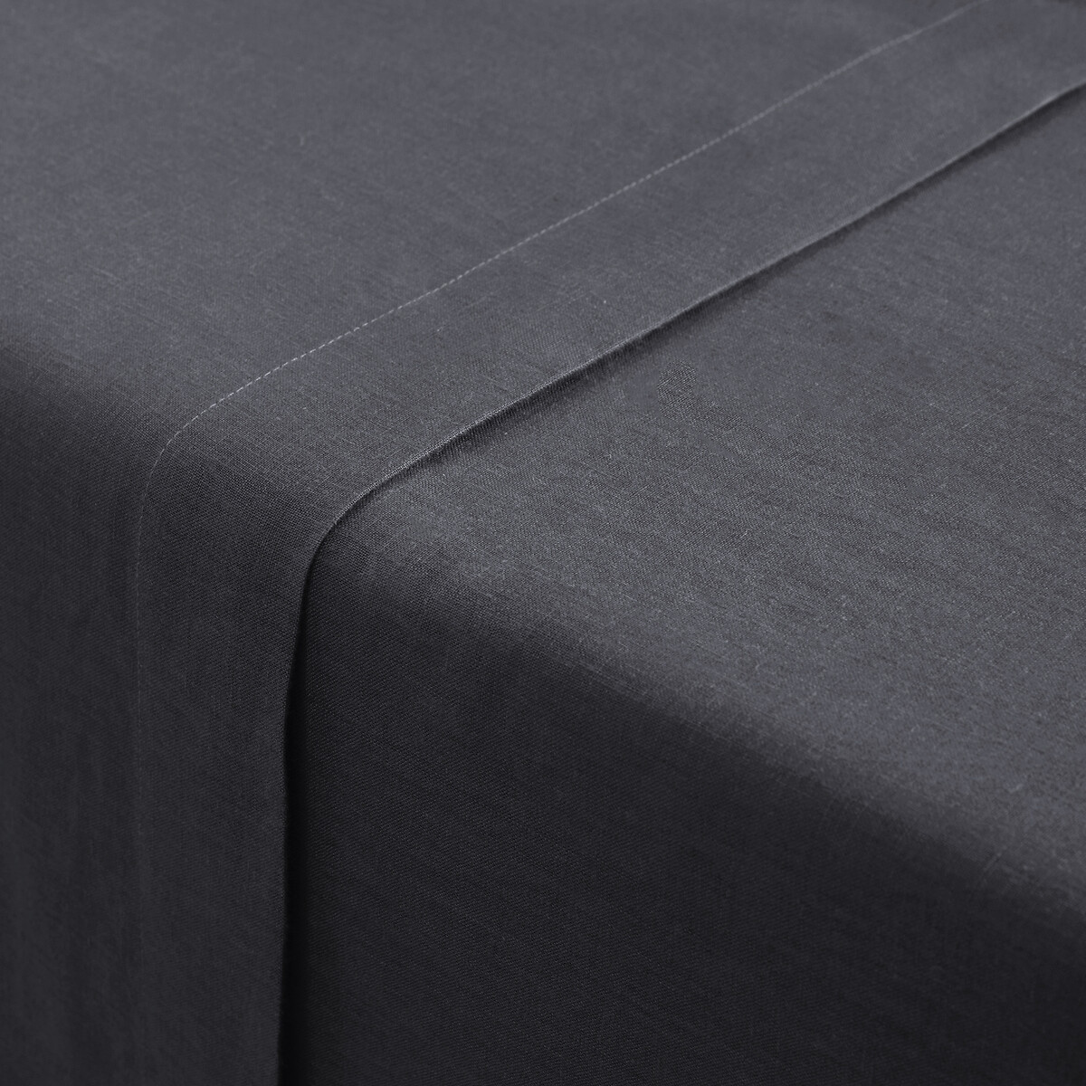 Linot Plain 100% Washed Linen Flat Sheet carbon, LA REDOUTE INTERIEURS