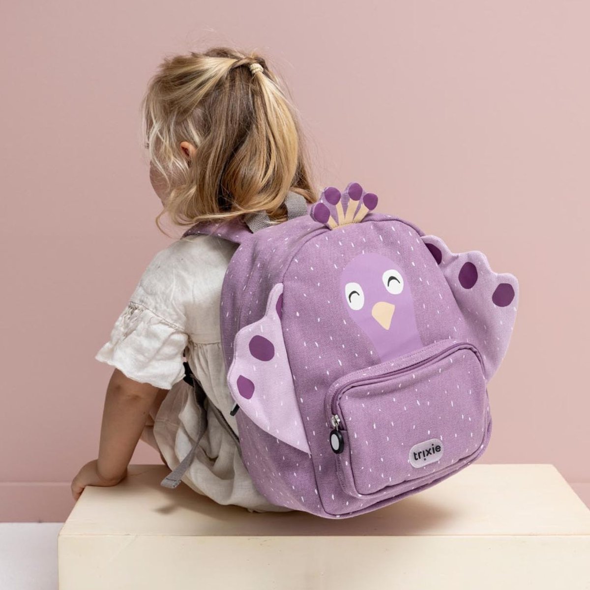 Sac à dos enfant violet, blanc, noir, TRIXIE