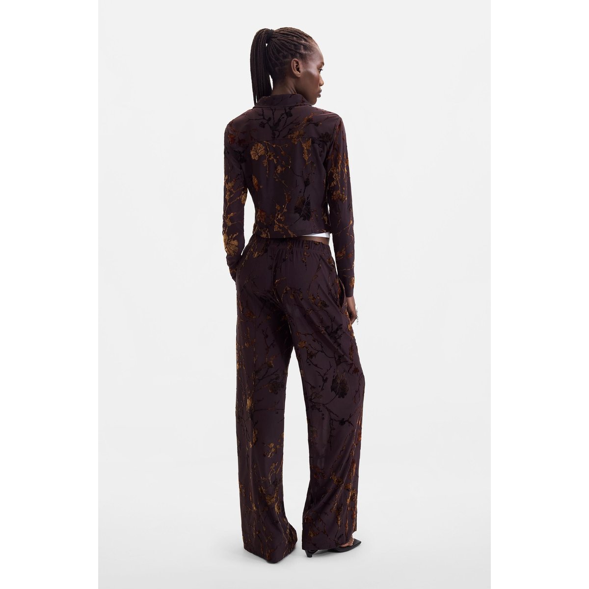 Pantalon long floqué marron, DESIGUAL