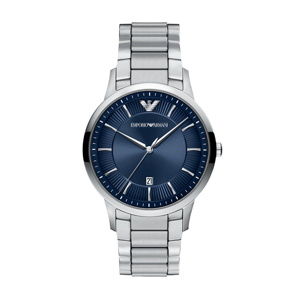 Montre Analogique EMPORIO ARMANI argenté bleu foncé argenté, EMPORIO ARMANI