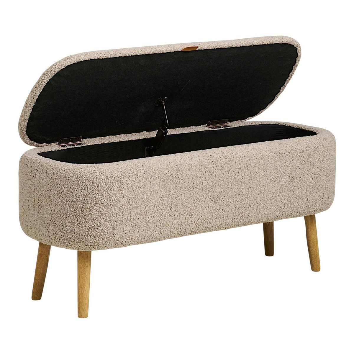 Banc coffre d'entrée en bouclette beige BERLIN beige, PIER IMPORT
