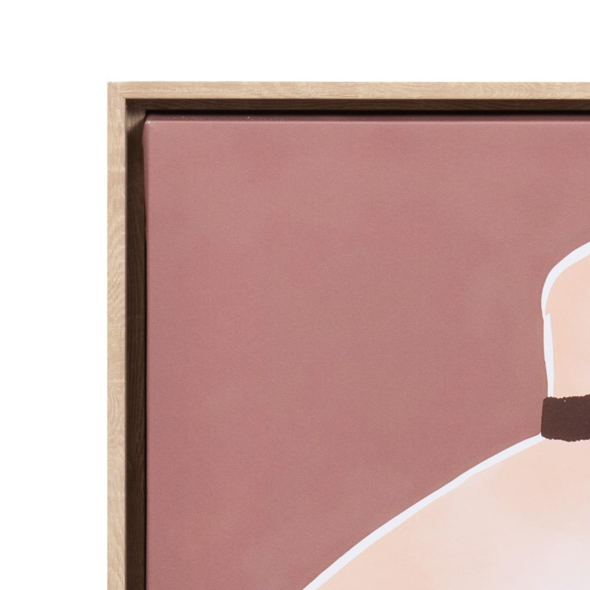 Toile imprimée femme au chapeau taupe cadre bois 60x60 cm marron, AMADEUS