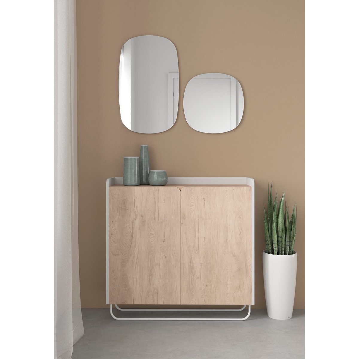 Lot de 2 miroirs organiques à suspendre, ECLIPSE taupe, HERDASA