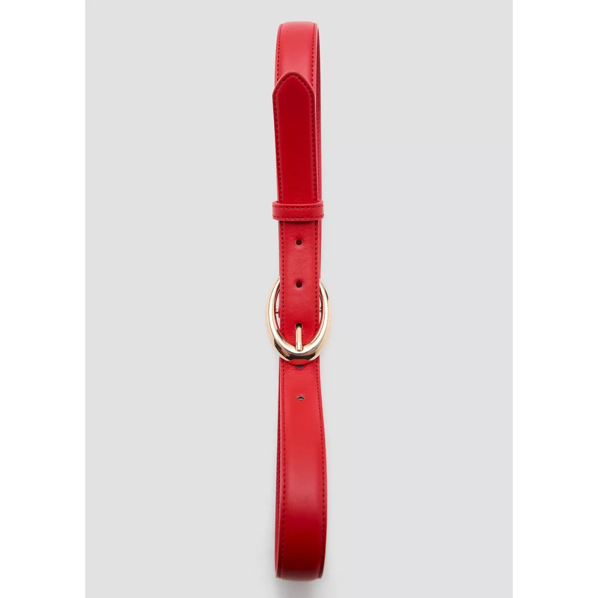 Ceinture boucle ovale rouge, MANGO