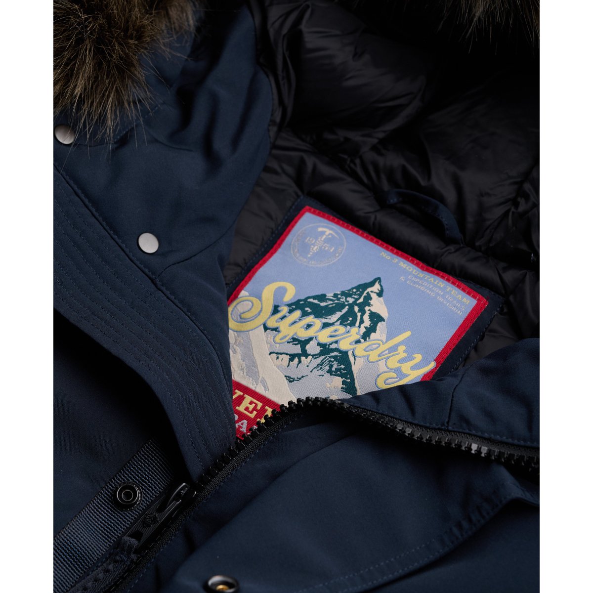 Bomber Everest en imitation fourrure bleu marine éclipse, SUPERDRY