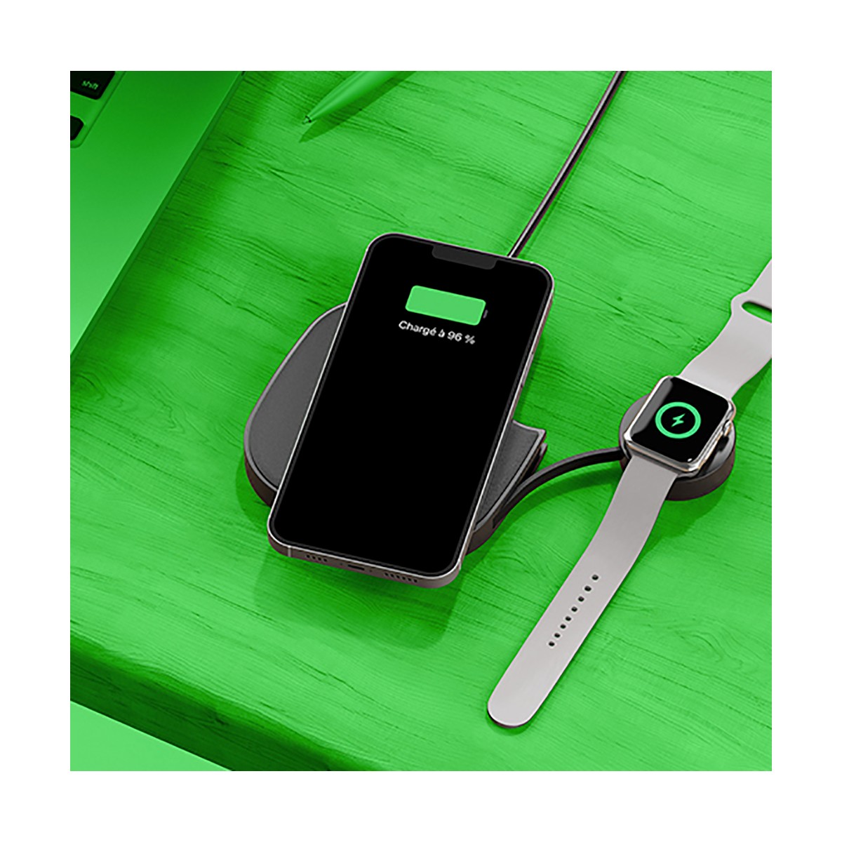 Chargeur sans fil 2 en 1 PAD couleur unique, LIVOO