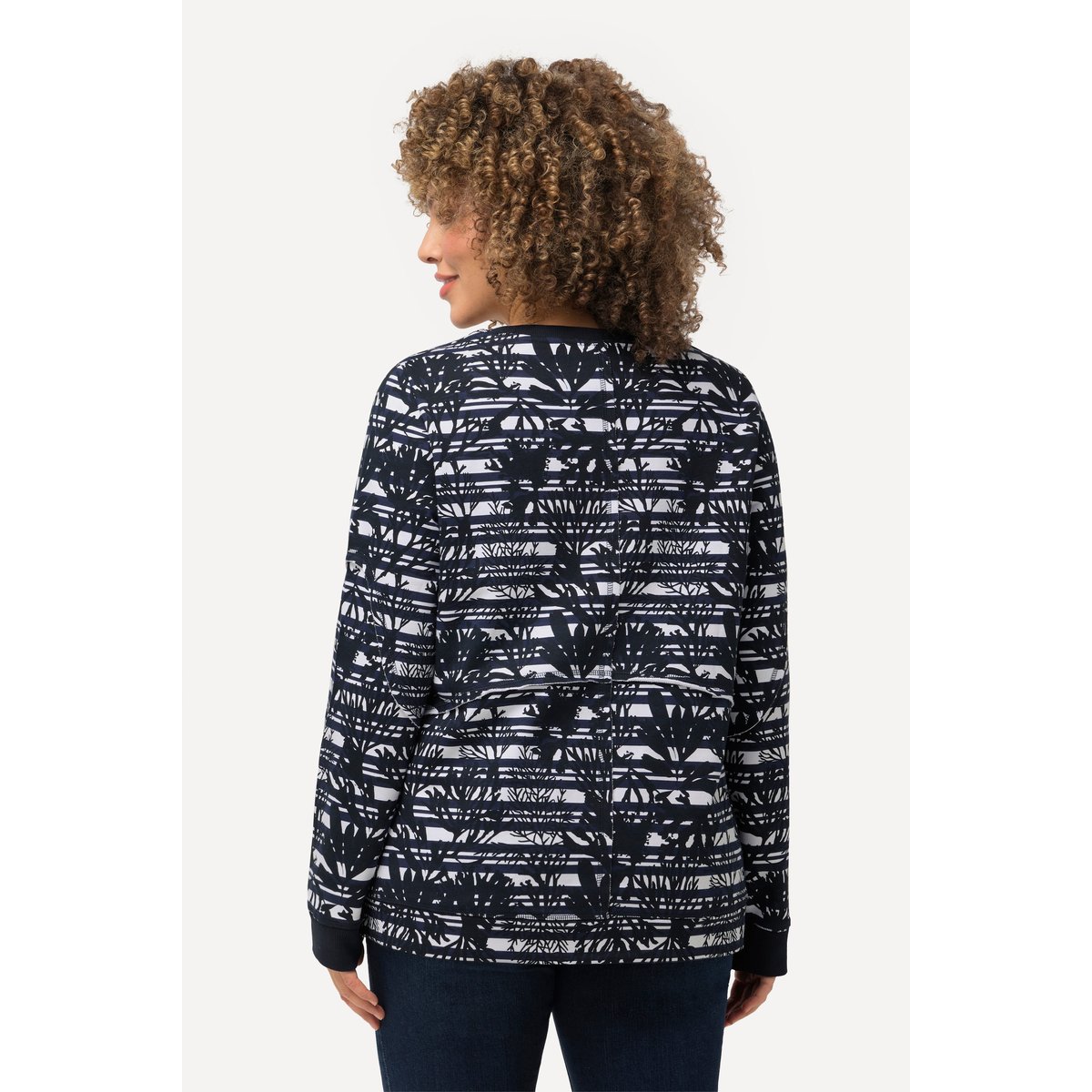 Sweat, côtés ouverts, col rond marine, ULLA POPKEN