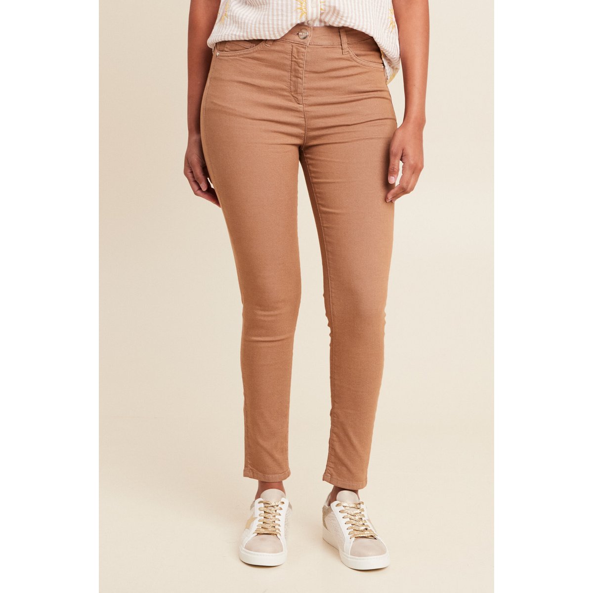 Pantalon léger taille haute 7/8ème marron, BREAL