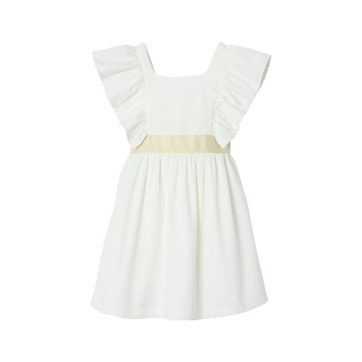 Robe cérémonie ceinture dorée blanc, VERTBAUDET