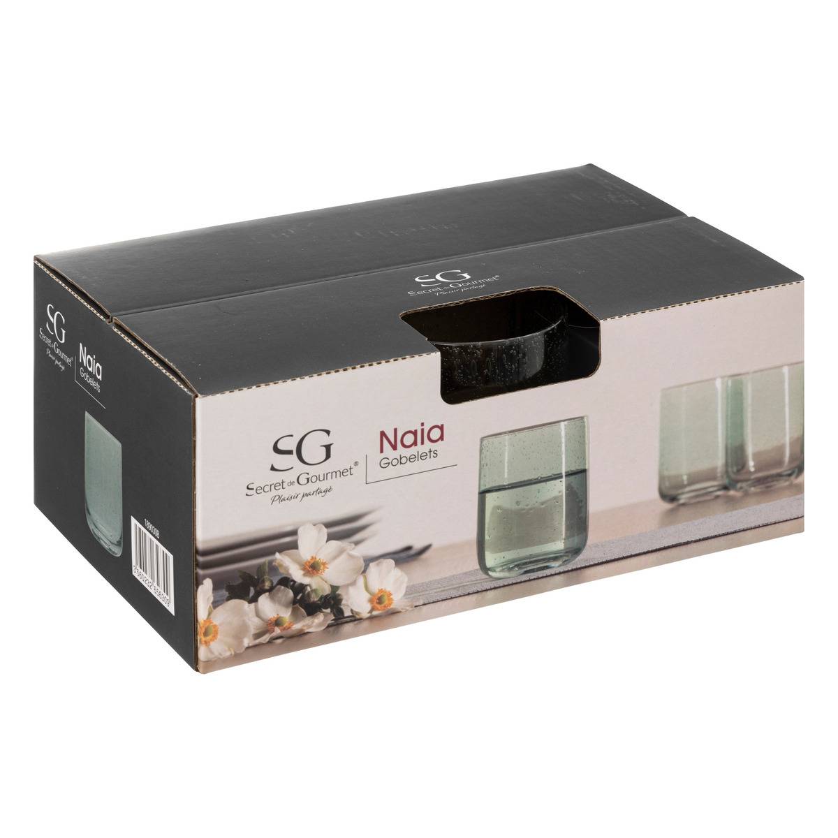 Lot de 6 verres bas en verre 30 cl NAIA vert, SECRET DE GOURMET