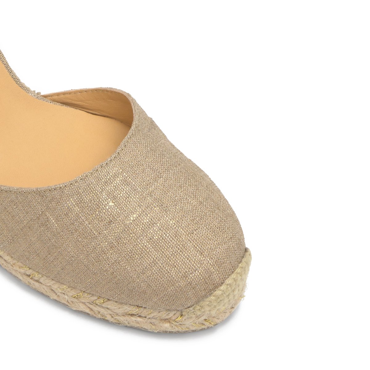 Espadrilles compensées en lin à lacets avec plateforme tressée CARINA PLATFORM taupe, CASTANER