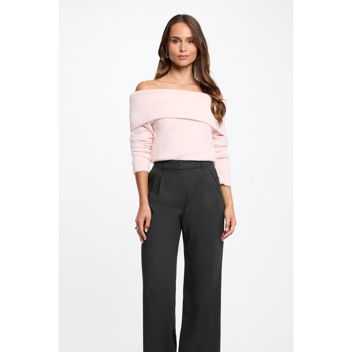 Pull col bardot rose clair, MORGAN