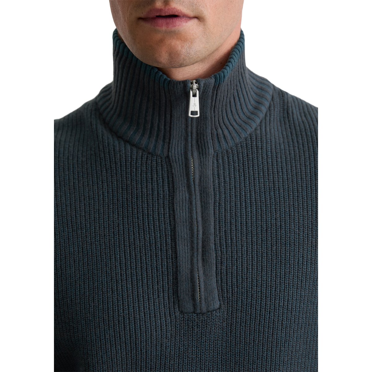 Troyer régulier en doux mélange de coton et de laine vierge bleu foncé, MARC O'POLO