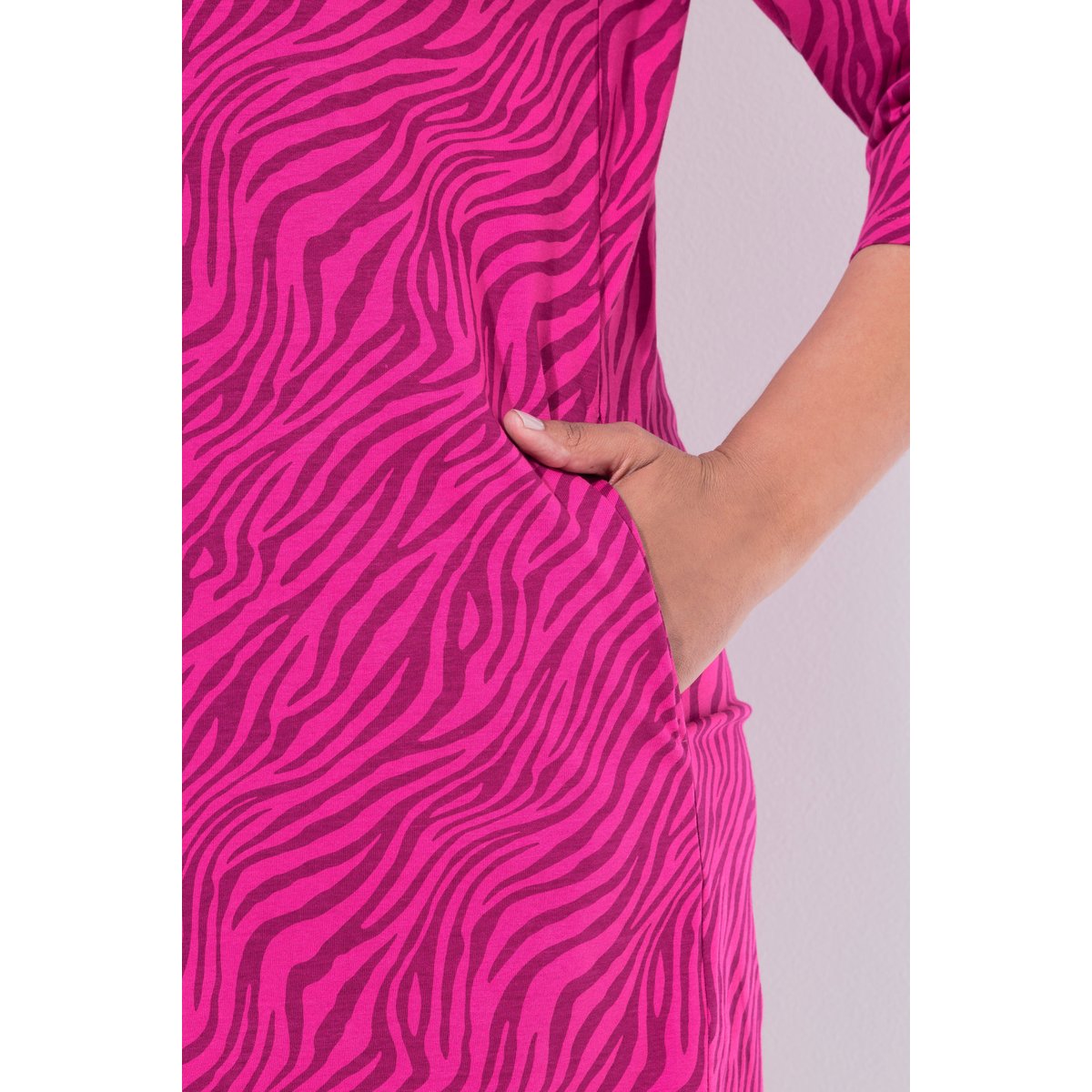 T-shirt long, avec fermeture zippée rouge magnolia, ULLA POPKEN
