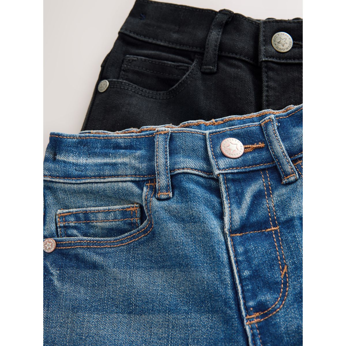Jean regular stretch confortable, lot de 2 denim bleu moyen/noir, NEXT
