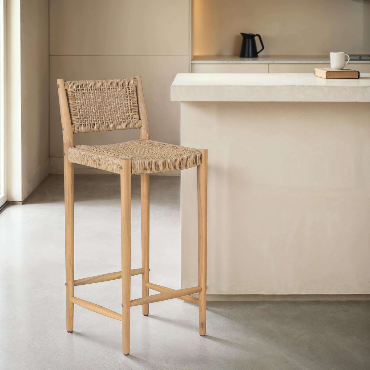 Tabourets de bar acacia (lot de 2)  NURI bois, BAÏTA