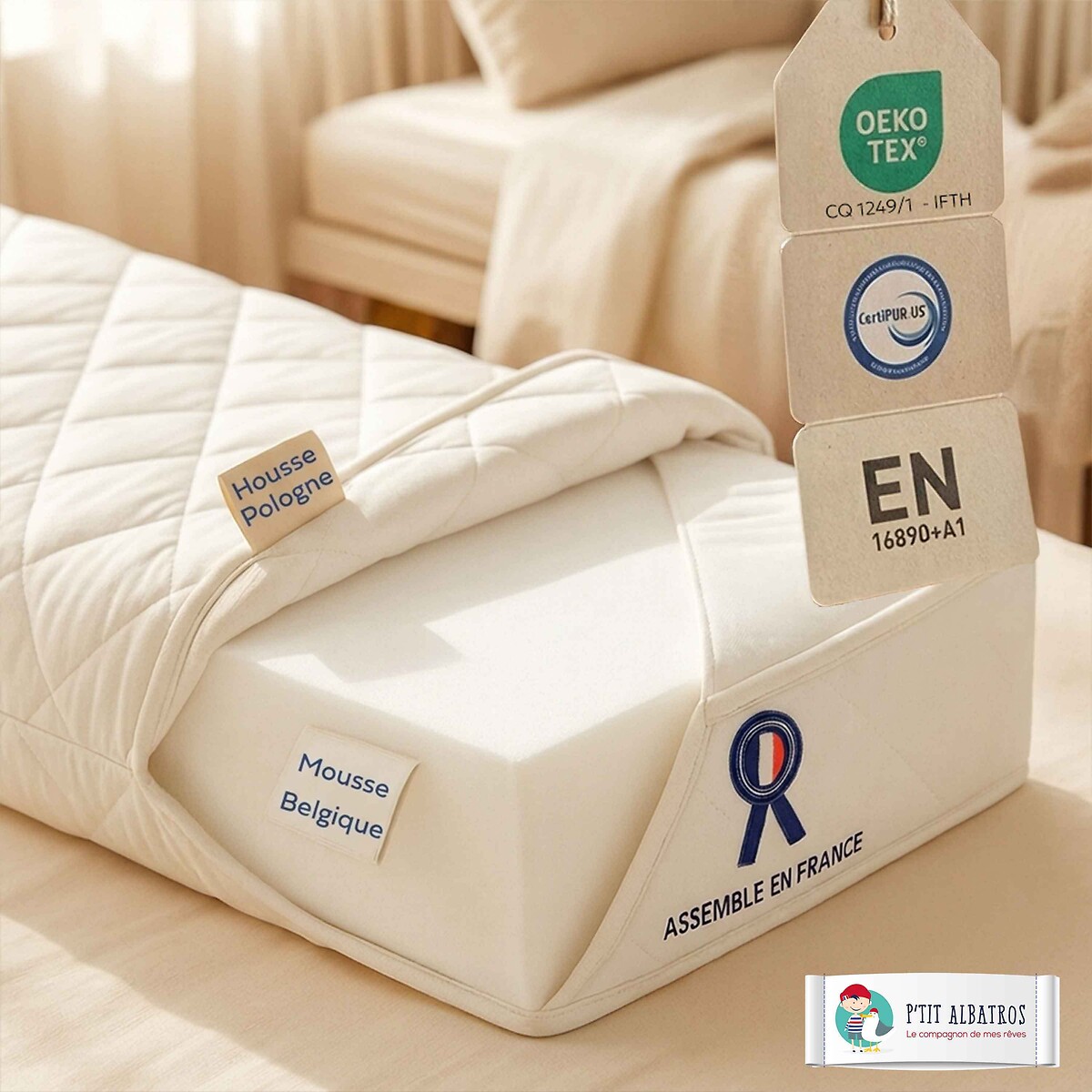 Matelas bébé Prem’s blanc, P'TIT ALBATROS
