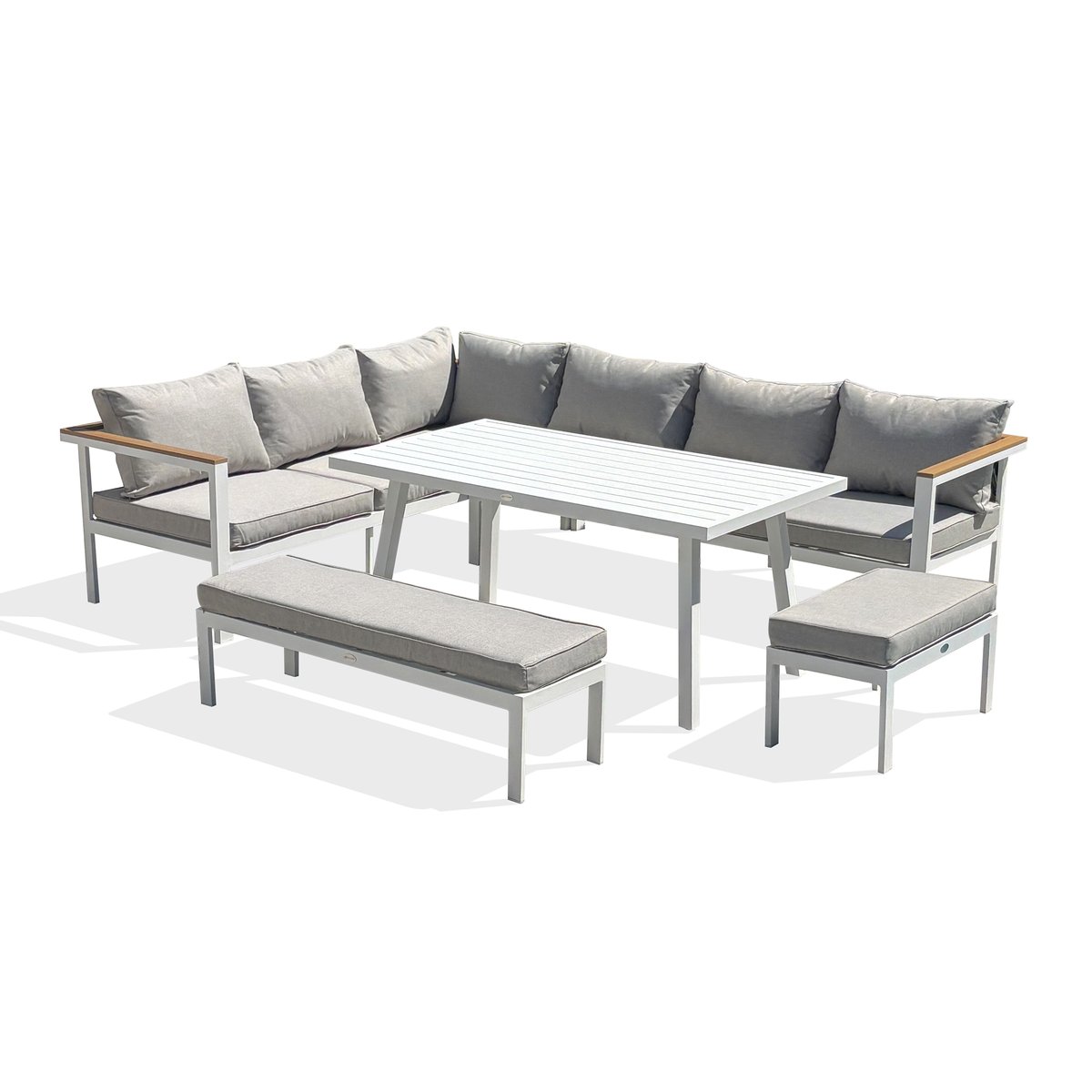 Ensemble repas de jardin 9 places MAJARI blanc, REMARQUABLE