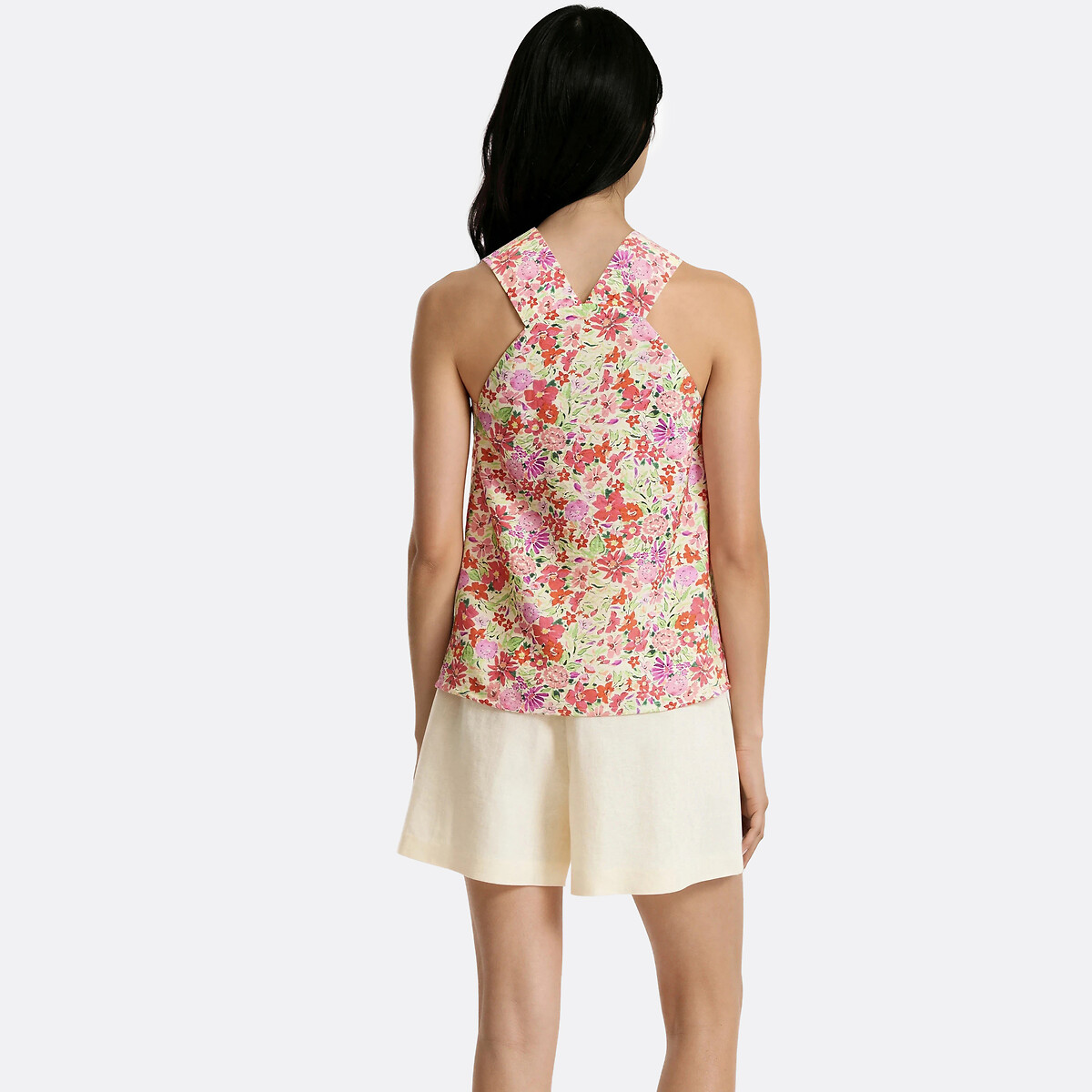 Floral Print Knot Front Strappy Top red floral print, LA REDOUTE COLLECTIONS