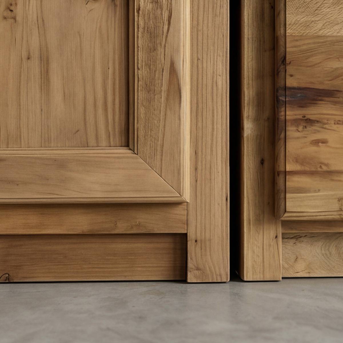 Meuble bas de cuisine en bois recyclé et pierre bleue CHAMPÊTRE bois clair, MADE IN MEUBLES