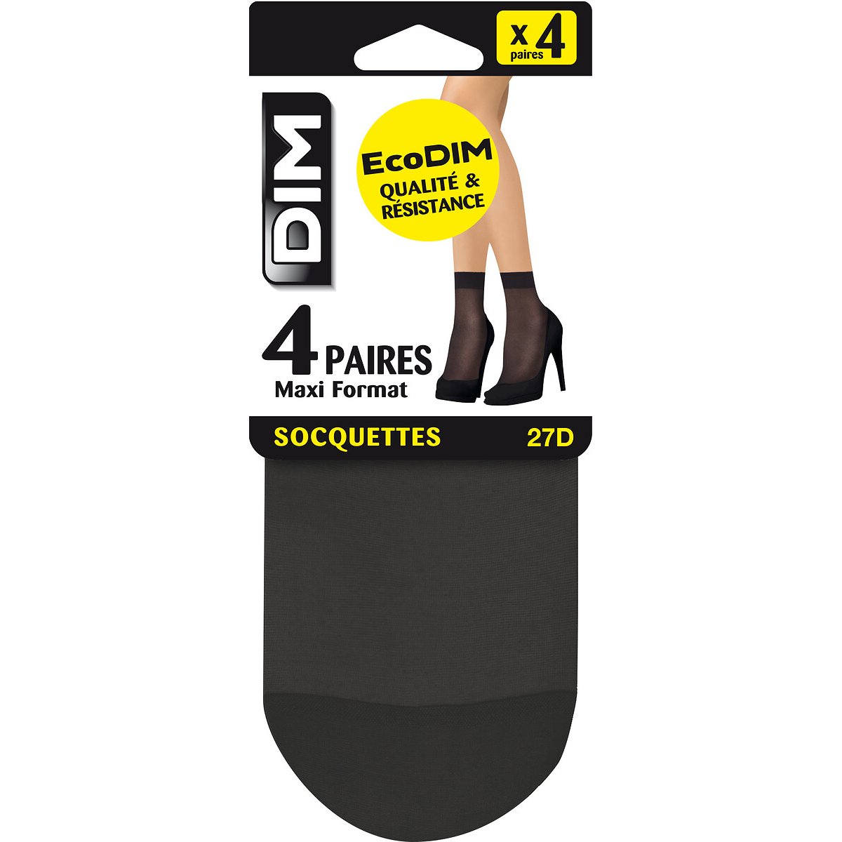 Lot de 4 paires de socquettes Ecodim 30 deniers noir, DIM