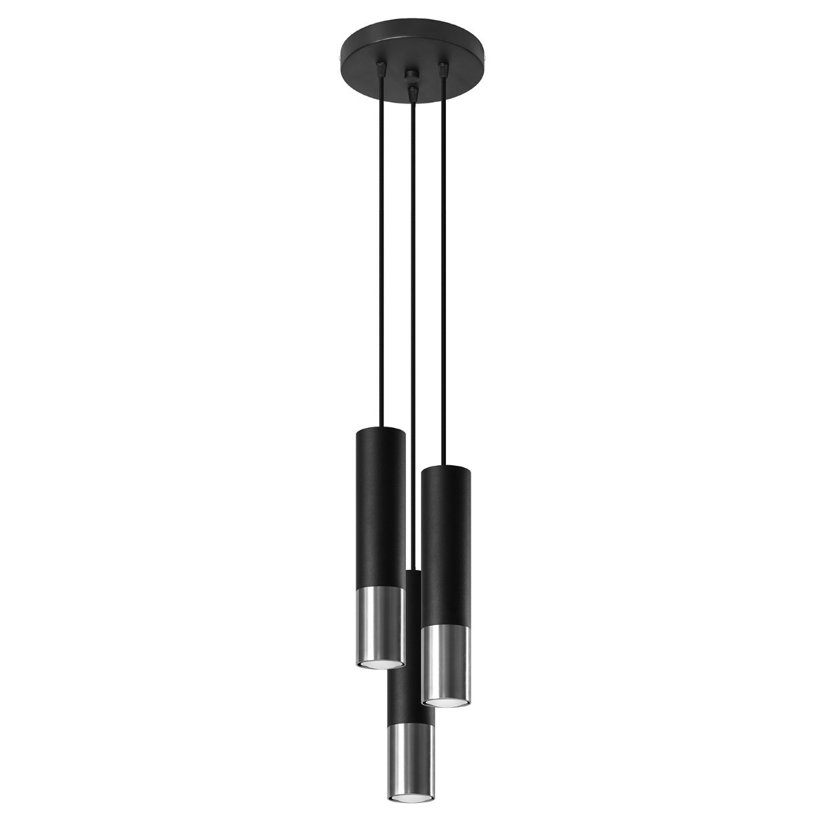 Suspension Acier Noir/Chromé GU10 3 Loopez noir, EDEN