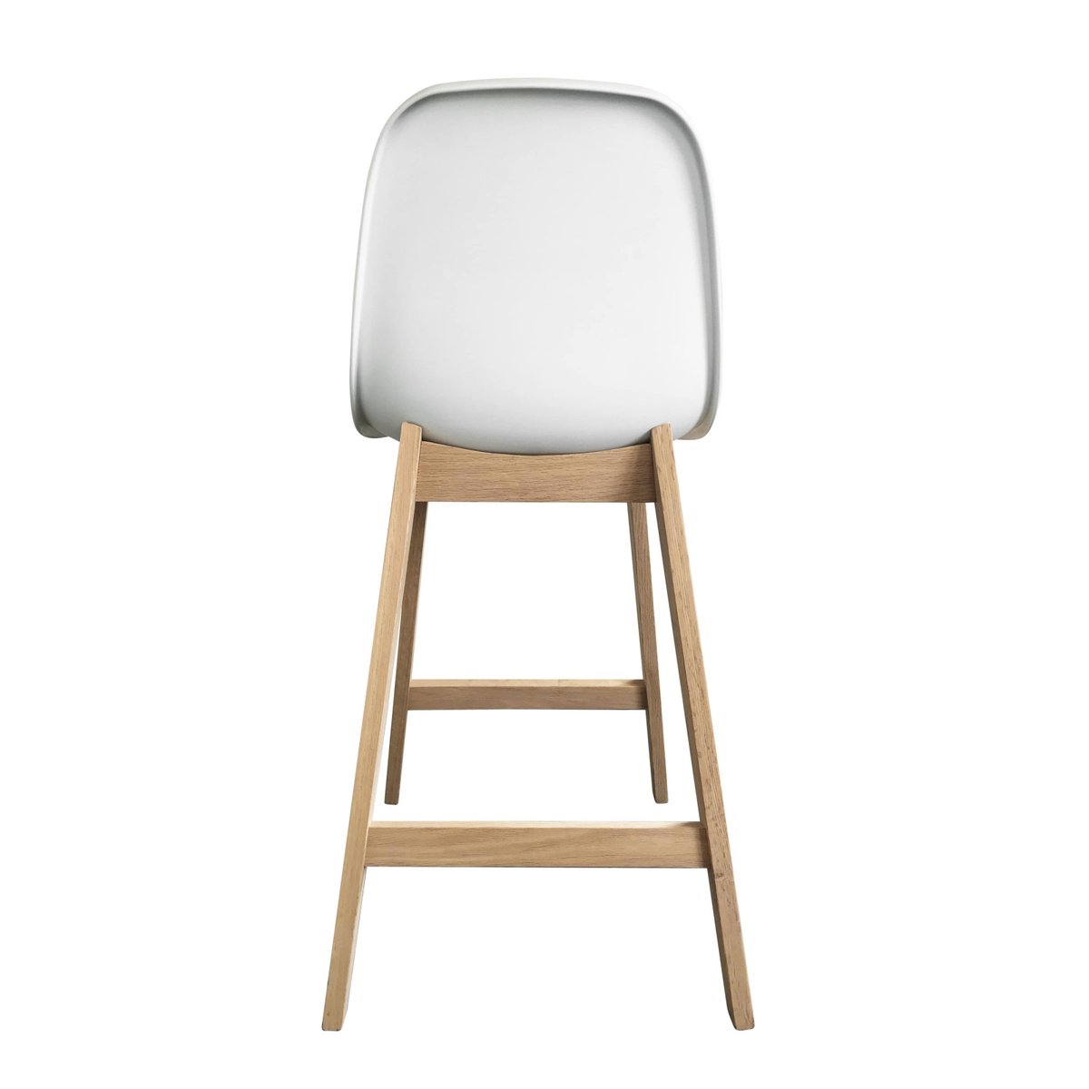 Lot de chaises d'ilot et bar en chêne avec assise plastique 65cm ELIOS | Lot de 6 blanc, MOB IN