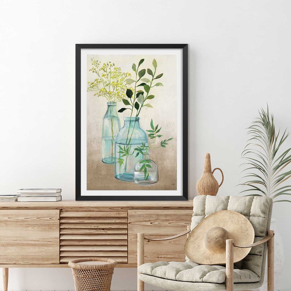 Poster Fleurs médicinales affiche + cadre en bois - noir, HEXOA