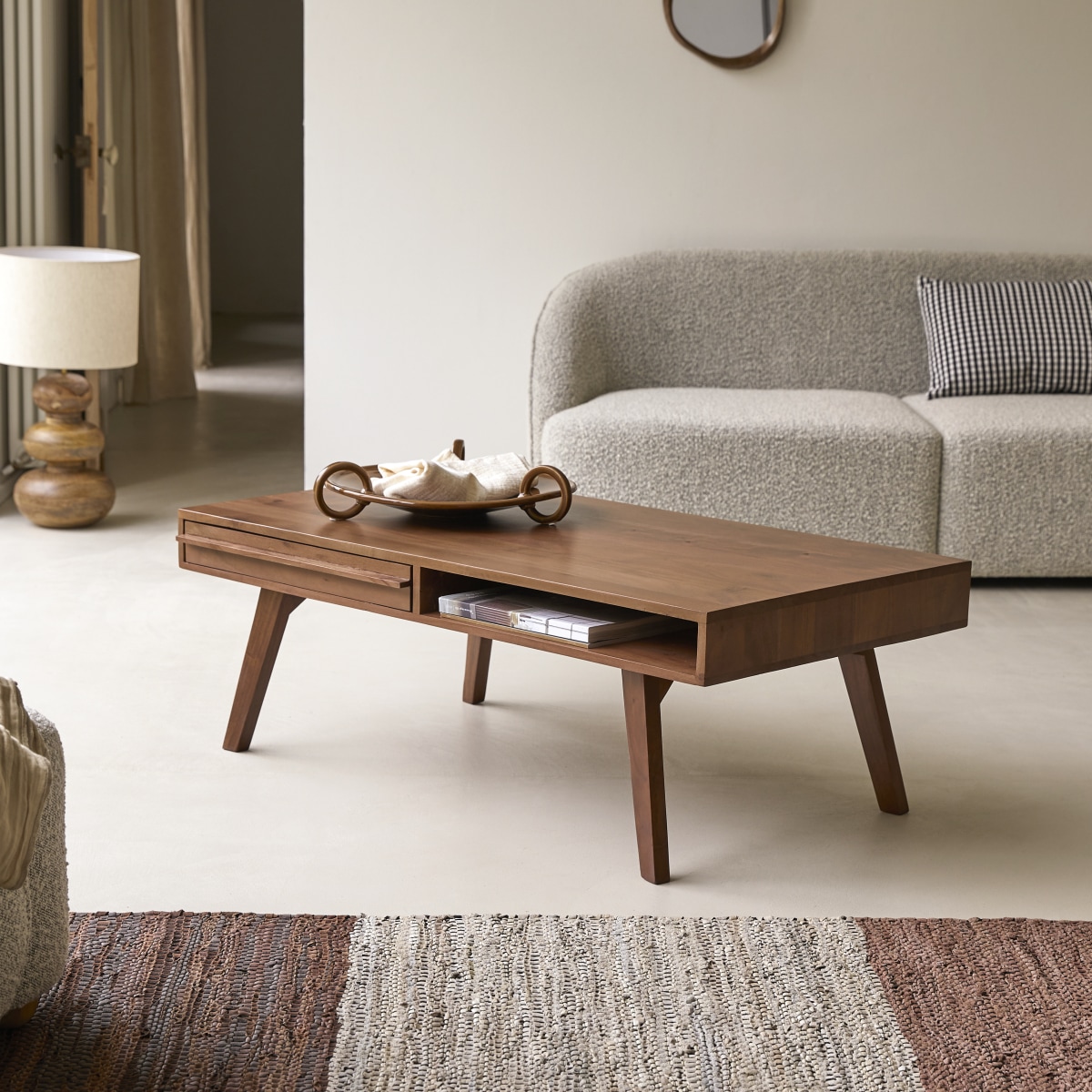 Table basse en Acacia massif, NIELS marron foncé, TIKAMOON