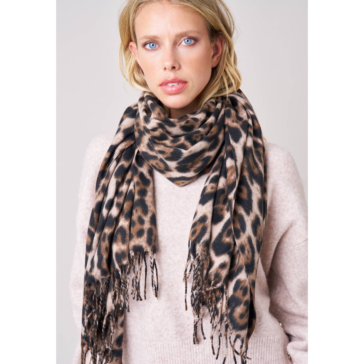 Écharpe femme imprimé léopard LESLIE taupe, DEELUXE