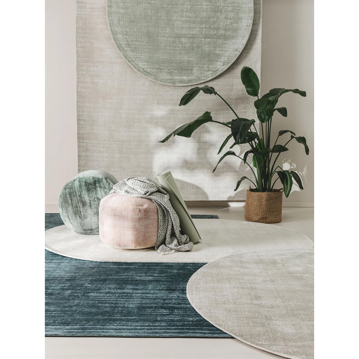 Pouf tissé main NOVA crème, BENUTA