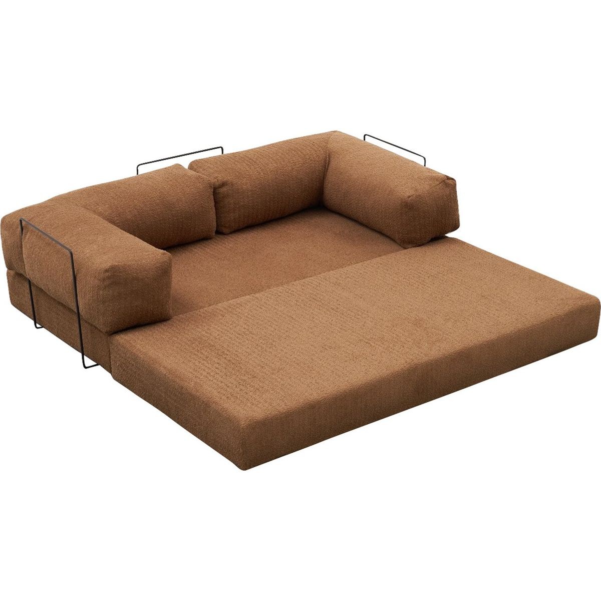 Canapé convertible 3 places en tissu bouclé - PABLO marron, HOMIFAB