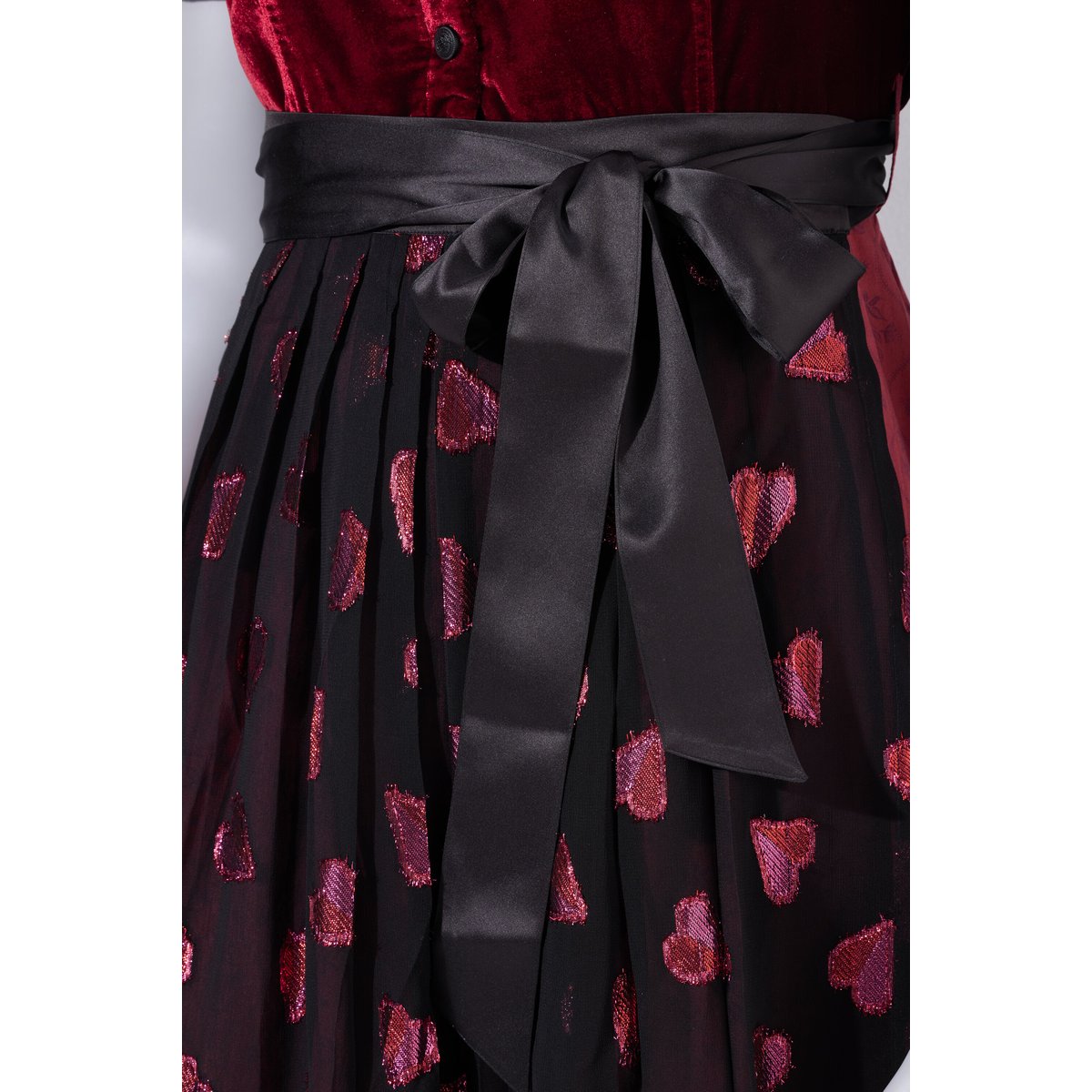 Dirndl, velours, encolure carrée rouge vin, ULLA POPKEN