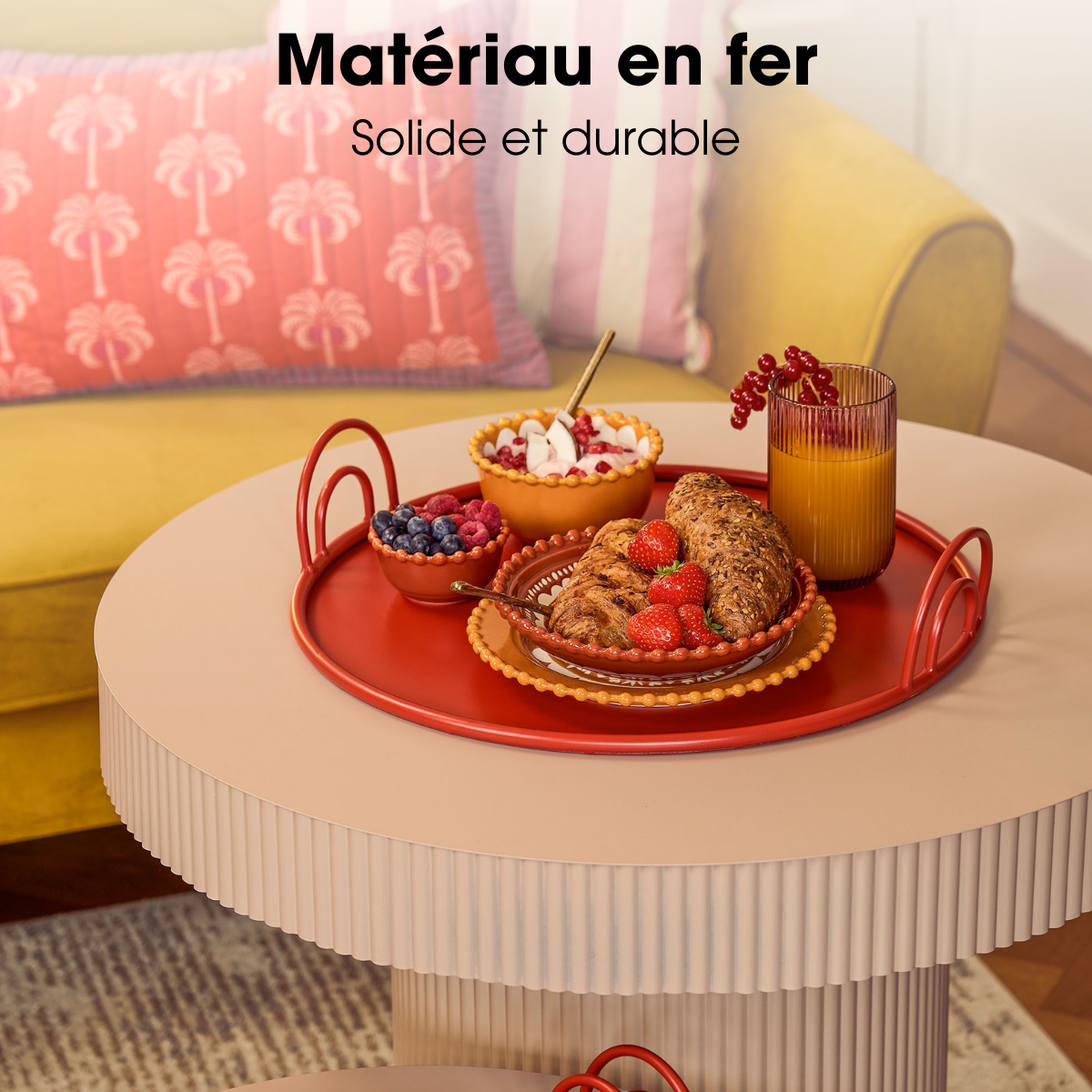 Plateau BEIGE rouge, MICA DECORATIONS