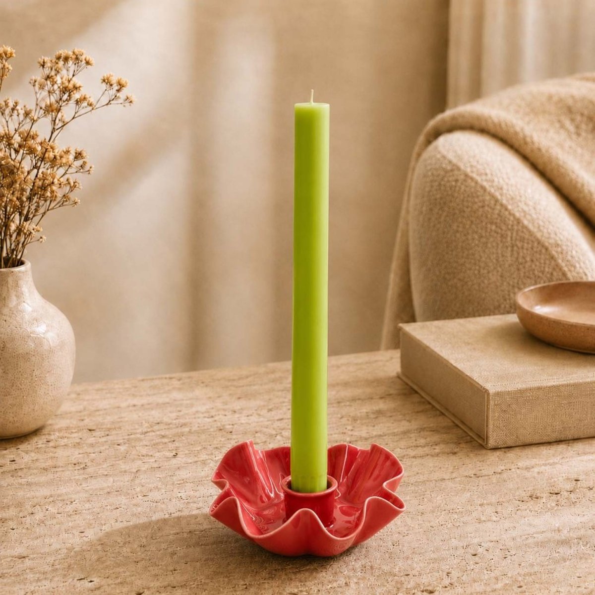 Set de 10 bougies cierges 20 cm vert clair, ORIGINALHOME