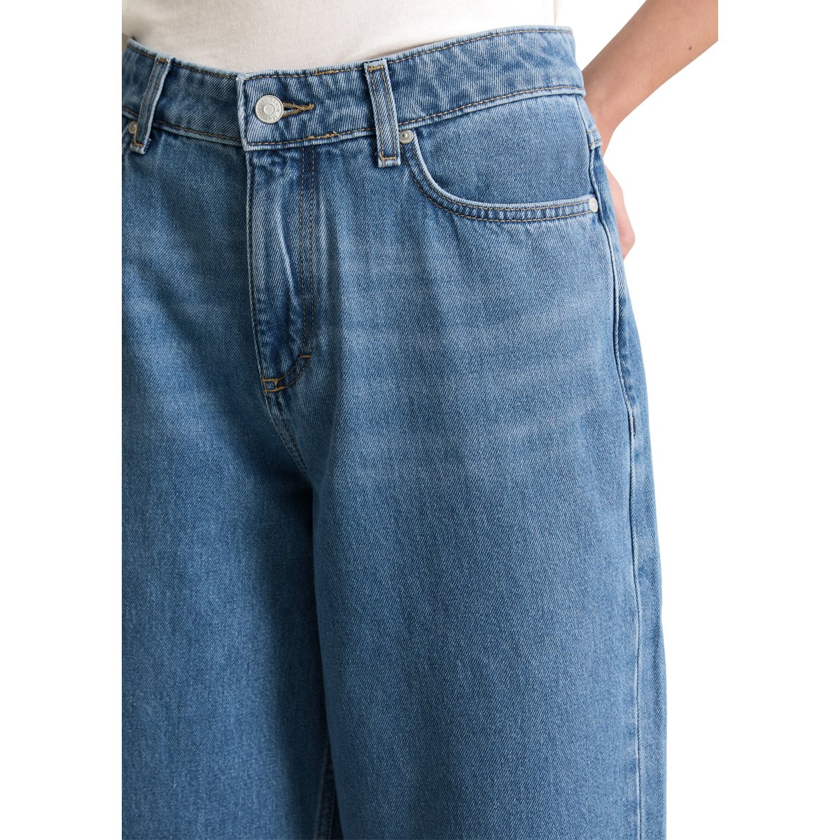 Jeans modèle Stine relaxed barrel cropped en pur coton bleu moyen, MARC O’POLO DENIM