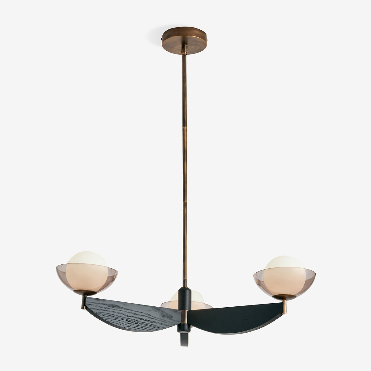MADE.COM Layla 3-Light Opal Globe Pendant Light black, MADE
