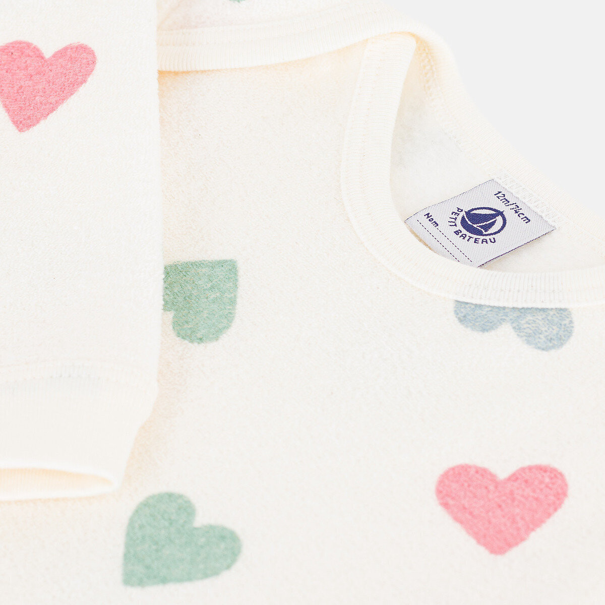 Pyjama en coton éponge, imprimé coeurs imprimé coeur, PETIT BATEAU