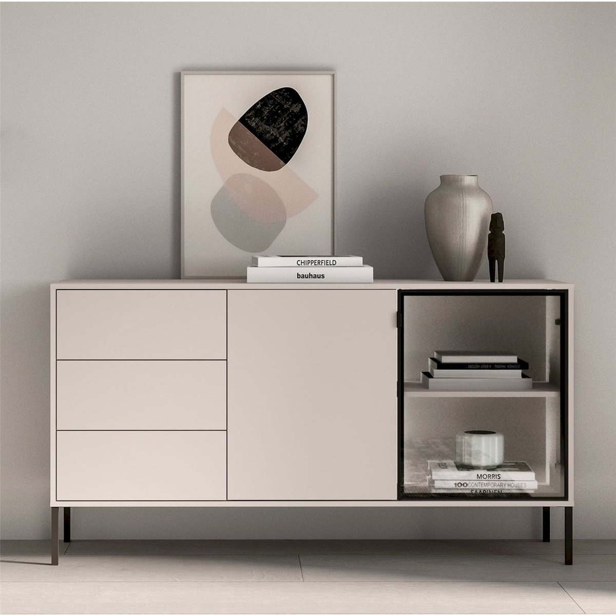 Buffet contemporain 2 portes avec LED cachemire, RECOLLECTION