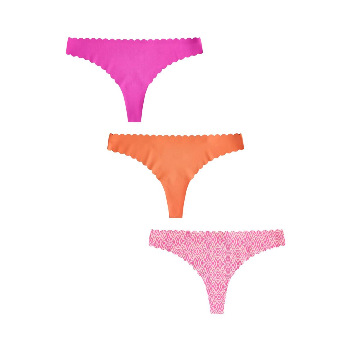 Culotte festonnée invisible, lot de 3 rose/orange, NEXT