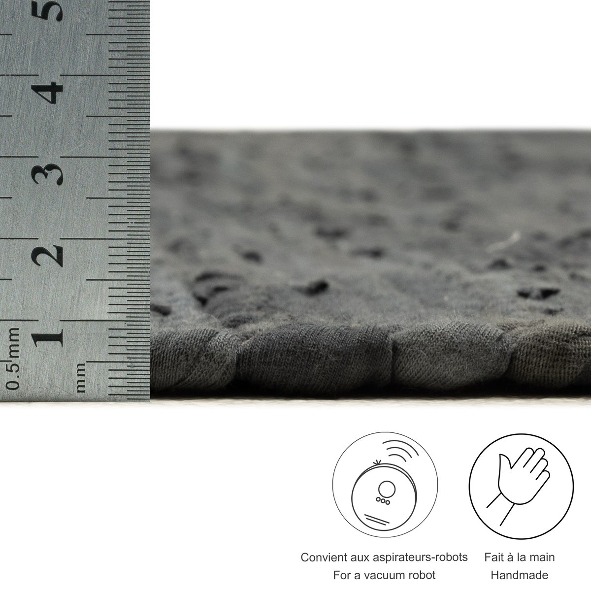 Tapis réversible coloré en coton tissé à la main - Happy Cotton anthracite, THEKO