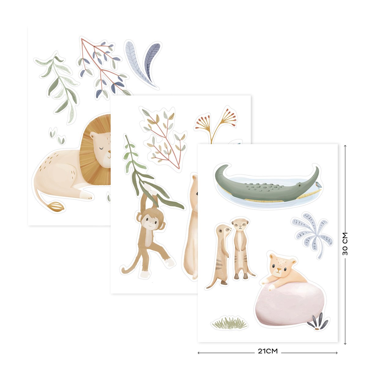 Stickers muraux pour enfant Petits animaux de la savanne coloris pastel, LITTLE DUTCH