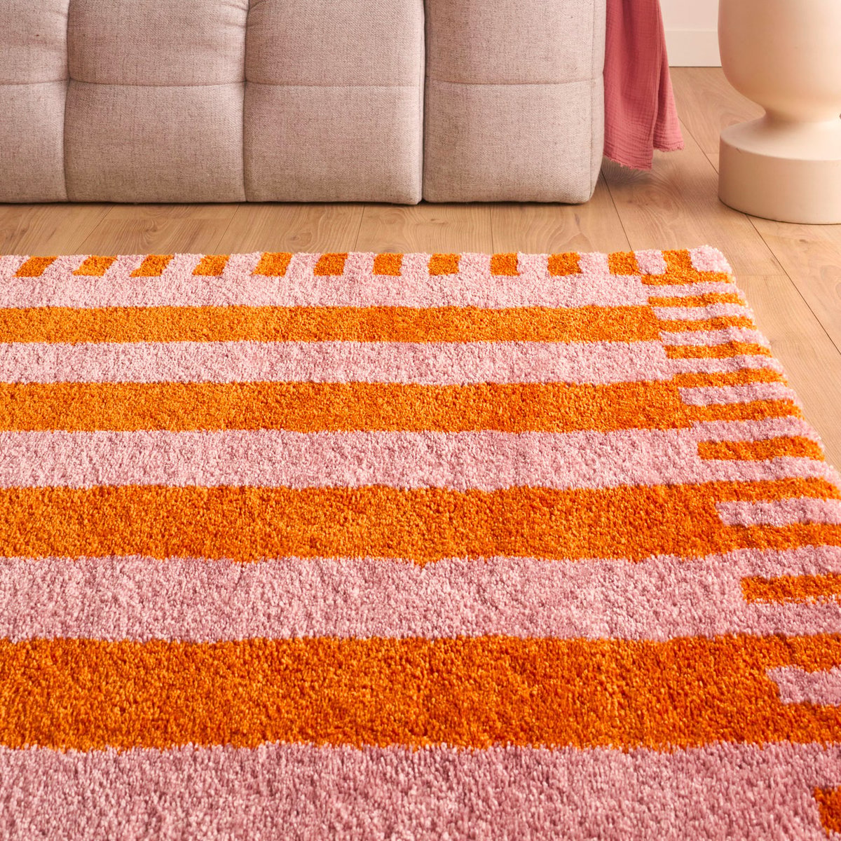 Tapis de salon vintage à rayures GROOVY orange, NAZAR RUGS