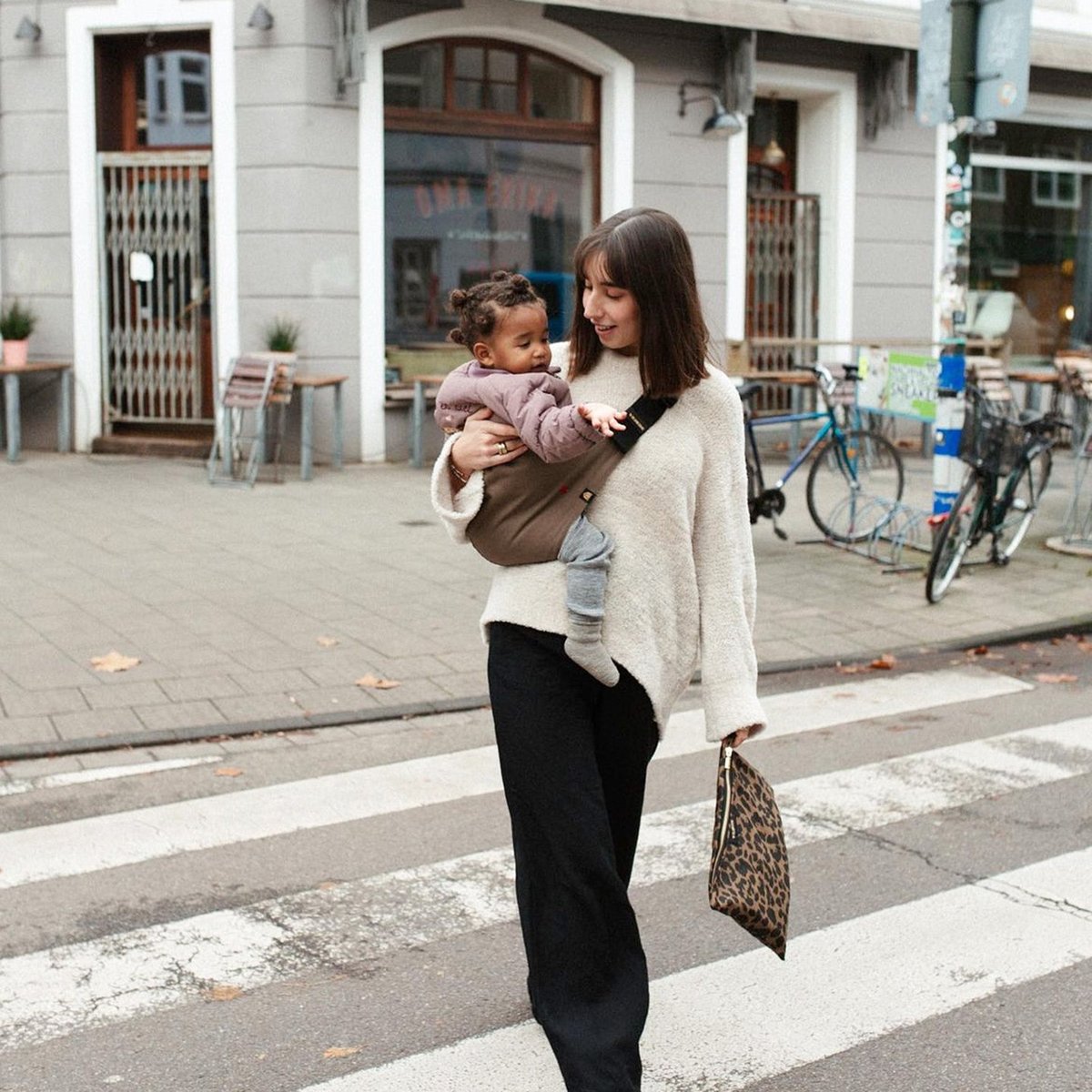 Porte-bébé de hanche uni marron, WILDRIDE