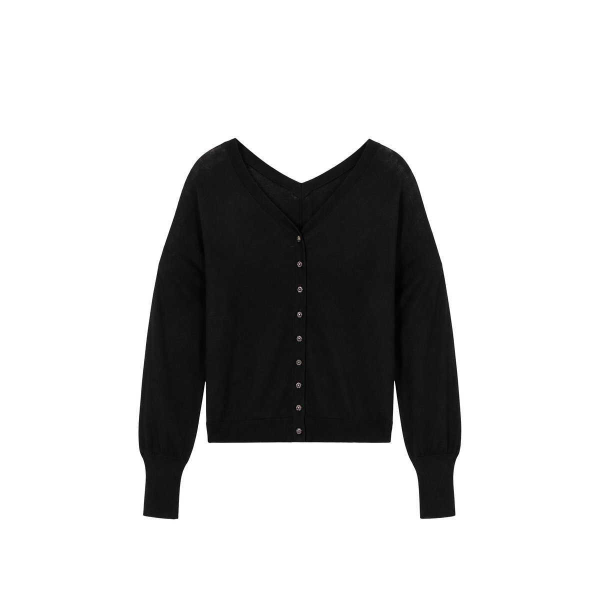 Pull tricot en laine strass dos noir, IKKS