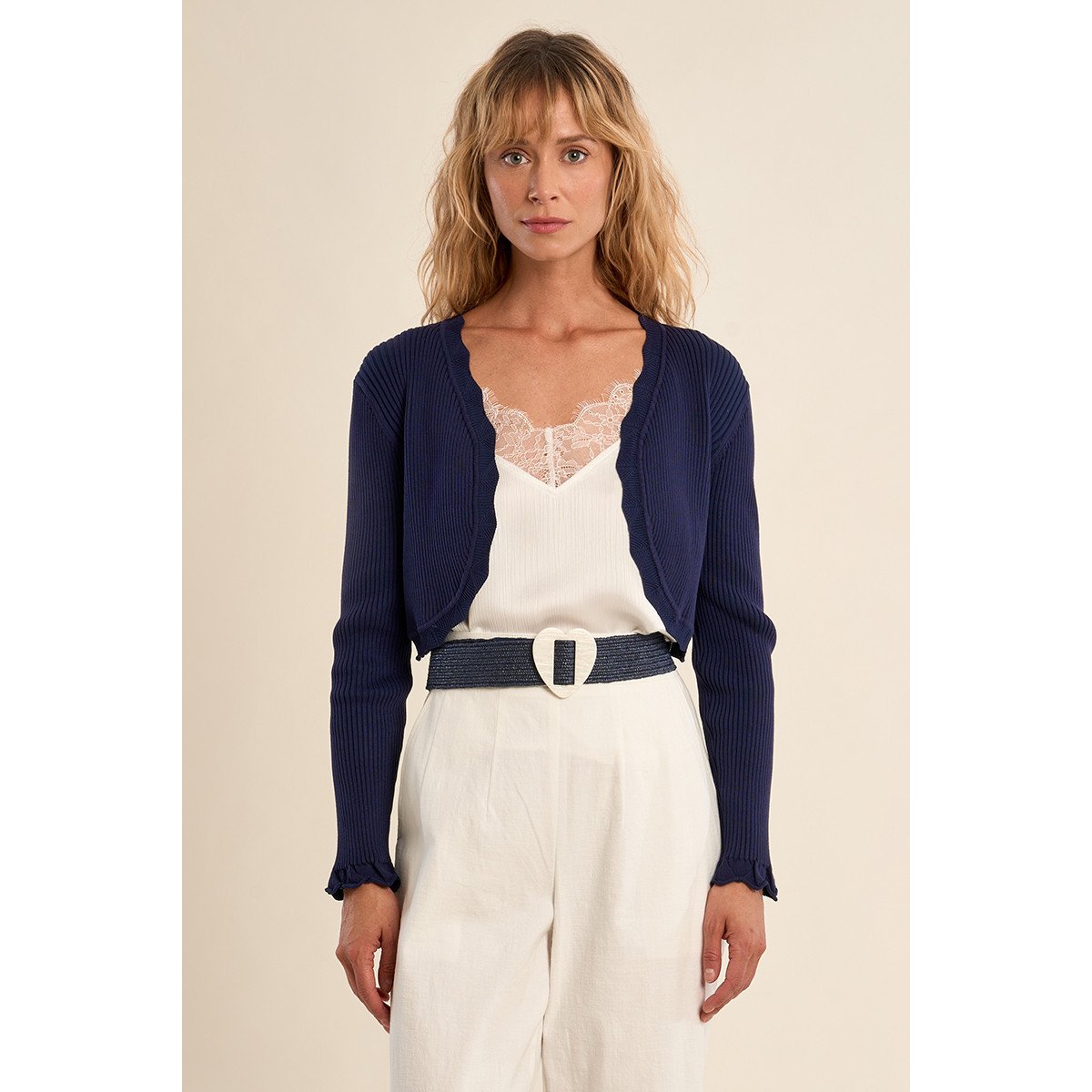 Boléro en maille basique navy blue, MOLLY BRACKEN