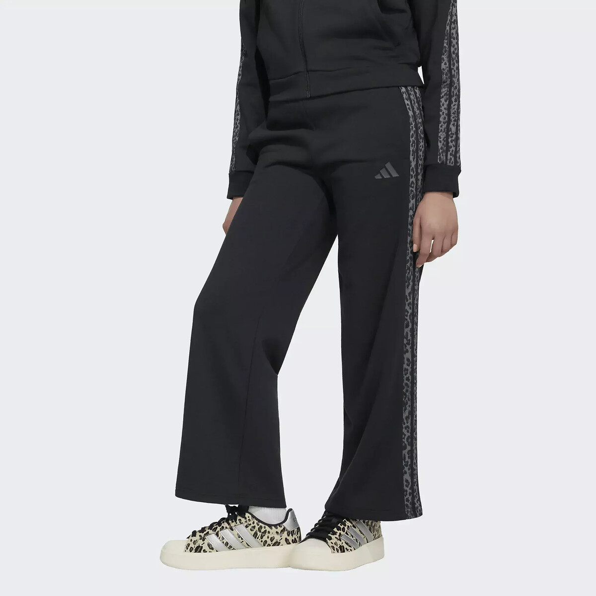 Wijdvallende joggingbroek met strepen in luipaardprint zwart, ADIDAS SPORTSWEAR