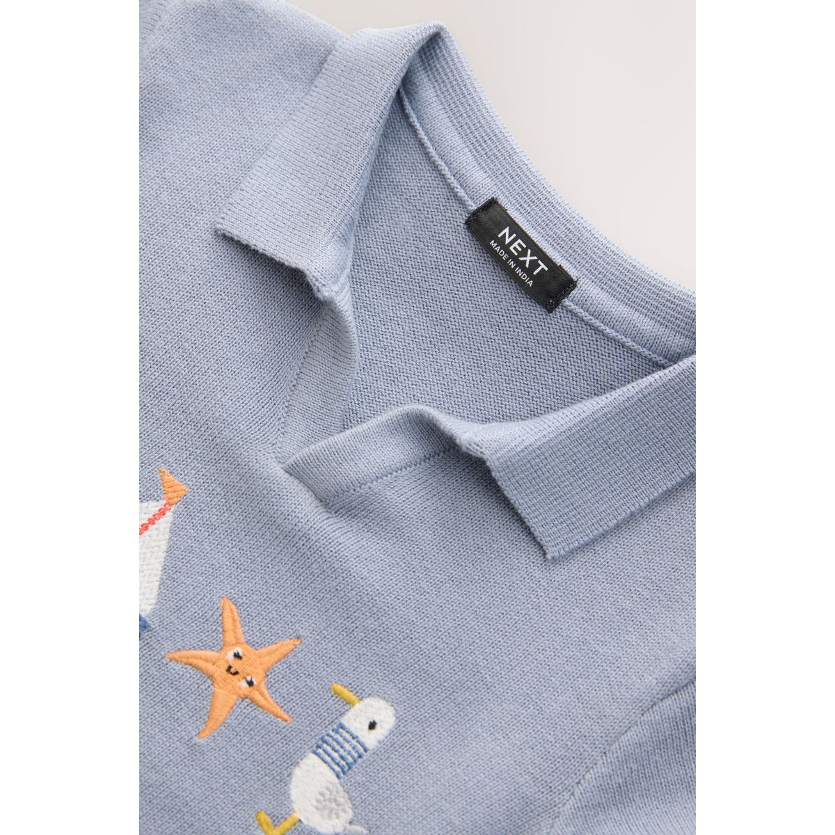 Polo manches courtes en maille blue beach stripe, NEXT