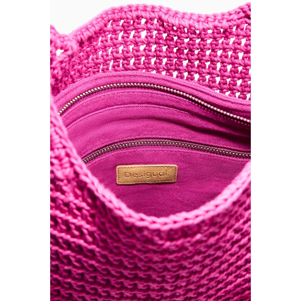 Sac crochet fleurs rose, DESIGUAL